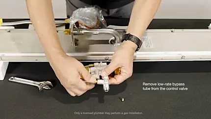 How to Convert an EcoSmart Fire Gas Fireplace from Propane to Natural Gas 2 Remove low-rate bypass tube from the control valve