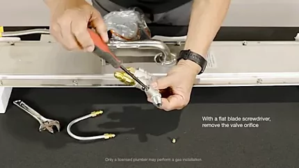 How to Convert an EcoSmart Fire Gas Fireplace from Propane to Natural Gas 3 With a flat blade screwdriver, remove the valve orifice
