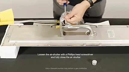 How to Convert an EcoSmart Fire Gas Fireplace from Propane to Natural Gas 10 Loosen the air shutter with a Phillips head screwdriver and fully close the air shutter