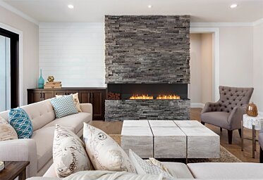 Lounge Room - Bay corner fireplaces