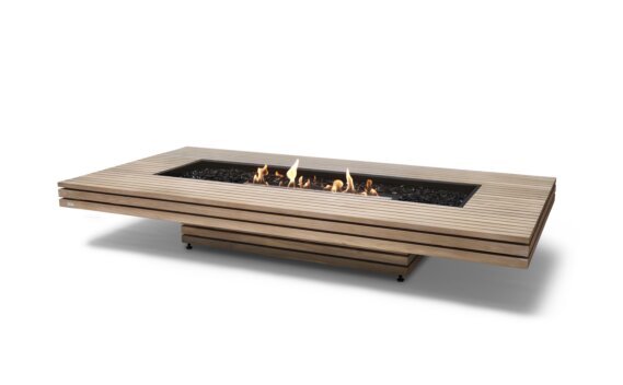 Gin 90 (Low) Fire Table - Ethanol - Black / Teak / *Teak colours may vary by EcoSmart Fire