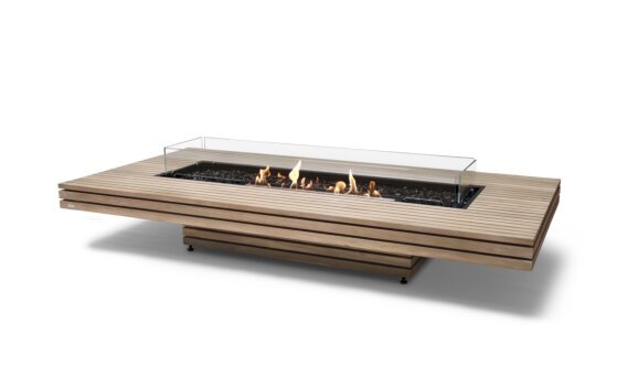 Gin 90 (Low) Fire Table - Ethanol - Black / Teak / *Optional fire screen / Teak colours may vary by EcoSmart Fire