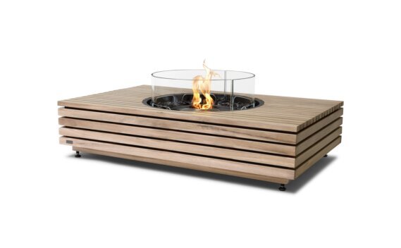 Martini 50 Fire Table - Ethanol - Black / Teak / *Optional fire screen / Teak colours may vary by EcoSmart Fire